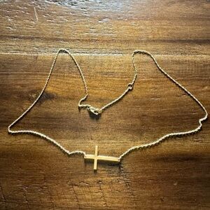 Vintage 14k Yellow Gold Cross Necklace 18”